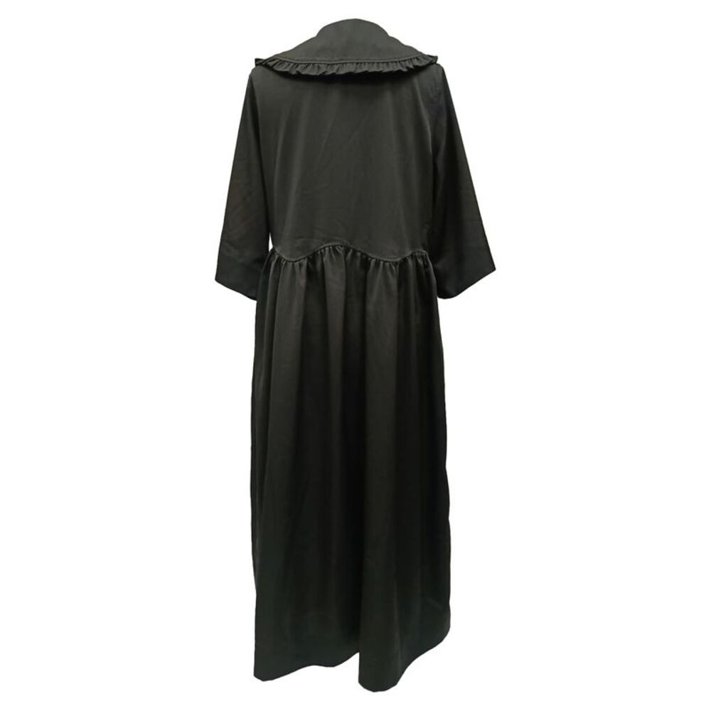 Ganni Smocked Ruffled Collar Maxi Dress in Black Polyester - Picture 3 of 6
